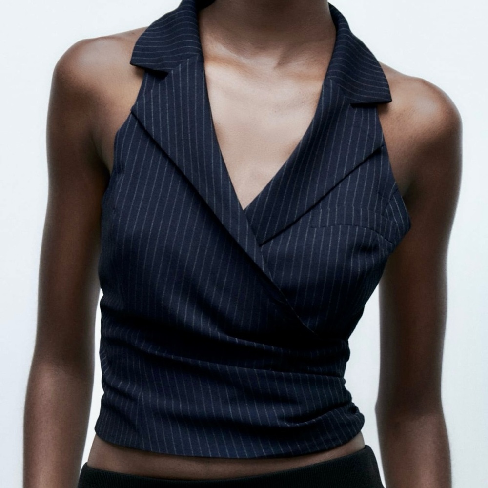 ZARA Tailored Pinstripe Vest with Zip - NEW - XS